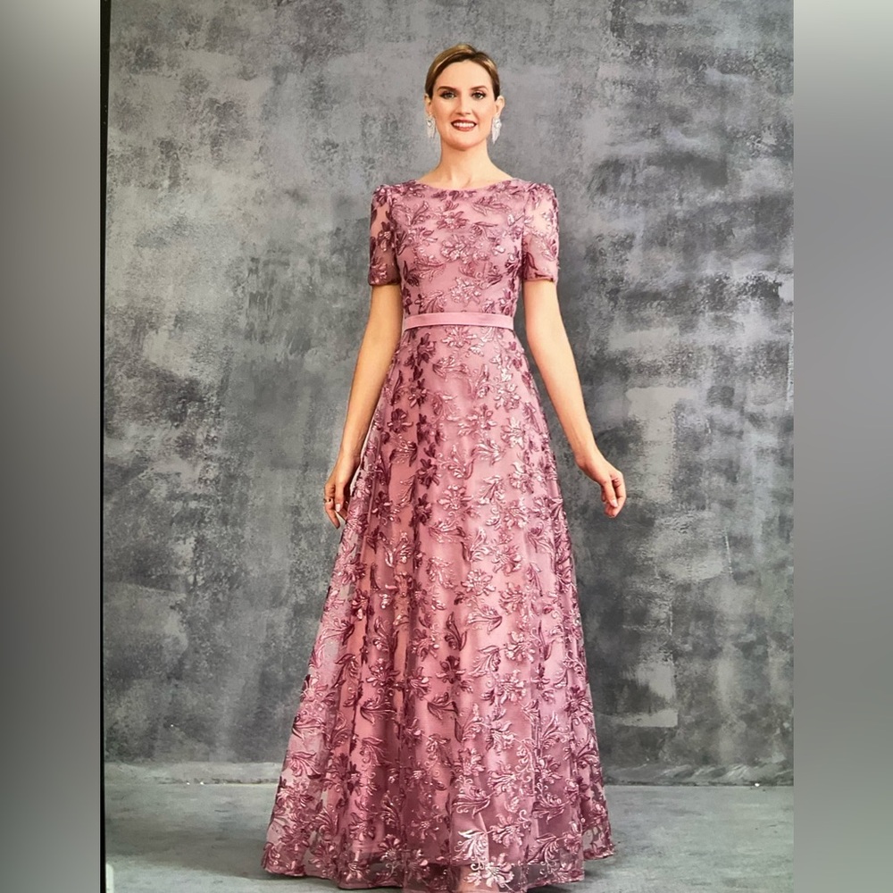 Faeriesty Elegant Short Sleeve Pink A-Line Formal Dress. Size 1X, P2P 20” - Picture 1 of 11